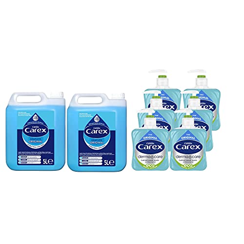 Carex Antibacterial Original Hand Wash 5 Litre, Pack of 2 Liquid Soap Refills, Bulk Buy Hand Soap Liquid with Antibacterial Hand Wash soap with Added Moisturisers, Gentle Hand Soap