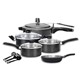 Kit Jogo De Panelas e Caçarolas 8 Peças com Tampa de Vidro panela para fogão de indução kit panelas antiaderente