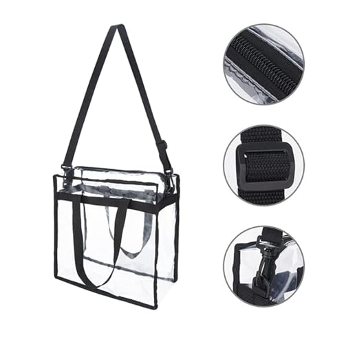 Clear Bags Stadium Approved, Clear Tote Beach Bag with Zipper Closure Crossbody Messenger Shoulder Bag with Adjustable Strap3