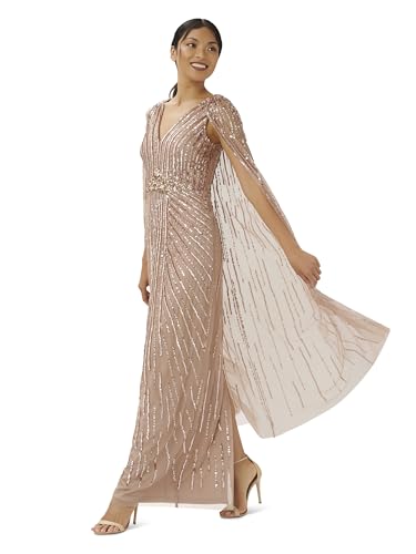 Image of Adrianna Papell Womens Beaded Cape Long Dress
