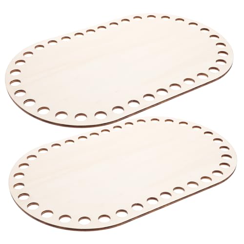 Anneome 2Pcs Wooden Crochet Basket Bases Durable Bottoms for DIY Crafting Smooth Finish for Easy Weaving for Beginners Professionals Present for Friends Family