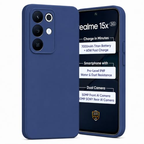 Image of FIRST MART Matte Silicone Back Cover for Realme 15x - Blue