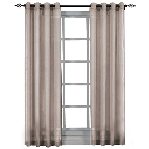 Royal Hotel Sheer Curtains – Crushed Grommet Panels, 2-Pack Semi-Sheer Window Drapes, Lightweight Modern Panels for Bedroom & Living Room, 96” Length, Mauve