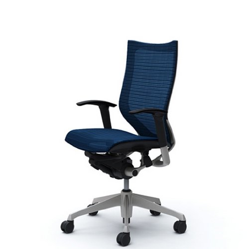 バロン (Baron) チェア 【ハイバック】 シルバ-フレーム 可動肘 座メッシュ ミディアムブル- CP85CR FEH4