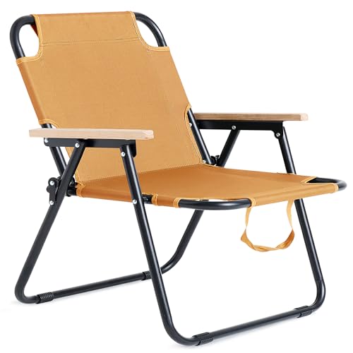 T-ZBDZ Chaise Camping Pliante Confortable, Chaise de Camping Pliable 200kg, Fauteuil Pliant Portable avec Accoudoirs, Fauteuil de Peche Chaises de Plage, pour...