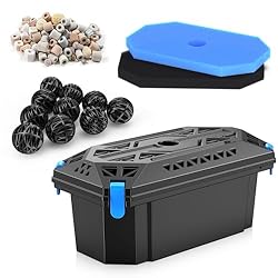 Biling Juego completo de filtros de estanque, se u...: Sistema de protección de bomba premium: nuestra caja de filtro de estanque protege tu bomba de agua de la suciedad, la formación de algas y posibles daños. La construcción robusta prolonga la vida útil de la bomba y garantiza un flujo de agua óptimo ...