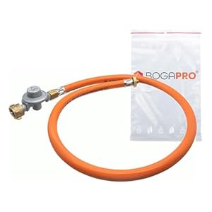 BOGAPRO Adapter-Schlauch mit Gasregler, Adapter von EN417 Schraubkartuschenanschluss auf handelsübliche Gasflaschen, inkl. Polybeutel