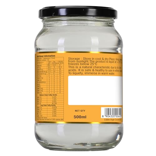 Image of DiSano Cold Pressed Virgin Coconut Oil Bottle, Glass Bottle, 500ml (Pack of 2)