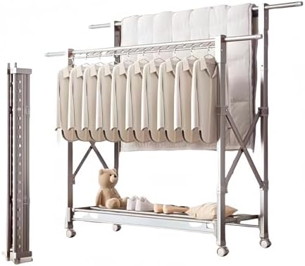 Adjustable 1.5m Stainless Steel Clothes Drying Rack - Foldable, Lightweight & Non-Slip Design for Indoor/Outdoor Use, Space-Saving Laundry Organizer & Air Drying Solution