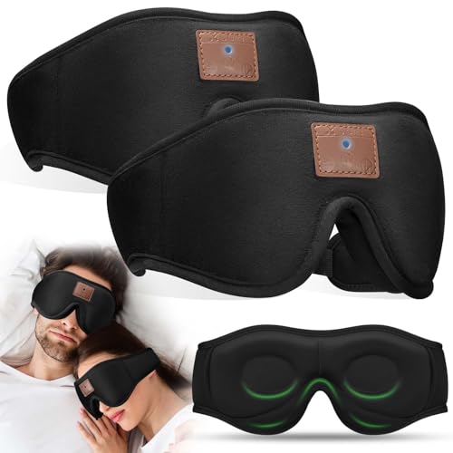 2-Pack Bluetooth Sleep Mask, Sleep Mask with Bluetooth Headphones, Eye Mask with Sleeping Headphones for Side Sleeper, Nap, ASMR, Air Travel, Meditation, Relaxation