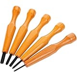 5 Pcs Linocut Tools Sets Linoleum Carving Tools Wood Chisel V Shaped Knife for Printmaking Woodcarving Beginners (1.5mm, 2mm, 3mm, 4mm, 5mm)
