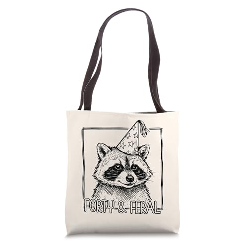 Bolso tipo tote divertido con diseño de mapache para cumpleaños número 40, año 1986 miniatura 1