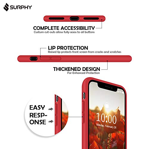 Surphy Silicone Case Compatible With Iphone Xs Case Iphone X Case 5.8 Inches, Liquid Silicone Phone Case (With Microfiber Lining) For Iphone Xs 2018 / Iphone X 2017 (Red) #TOP1