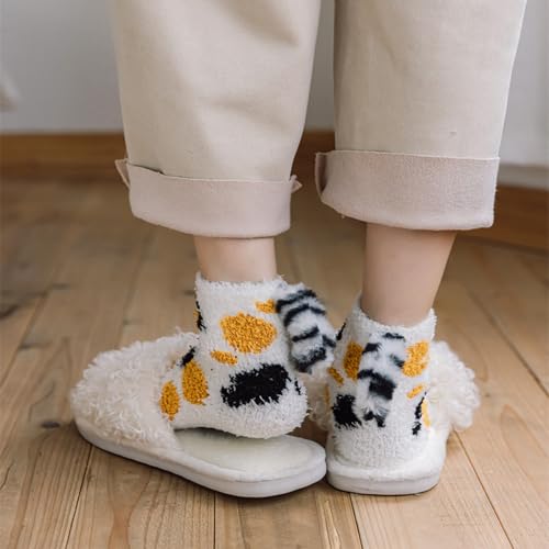 Image of Benefeet Sox Women Fuzzy Socks Funny Cat Gifts Cozy Soft Fluffy Winter Warm Sleeping Cute Animal Slipper Socks for Cat Lover