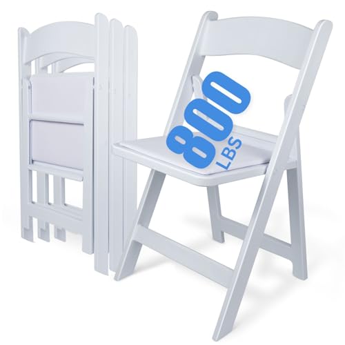 White 4 PCS Lightweight Resin Folding Chairs with Padding Unleash