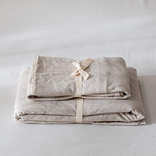 Doneus Jersey Knit Cotton Fitted Sheet Queen, 15" Deep Pocket 3 Piece (No Flat Sheet) Fitted Sheet Set Includes 1 Solid Light Coffee Fitted Sheet And 2 Pillowcases, Super Soft Comfy And Easy Care #TOP6