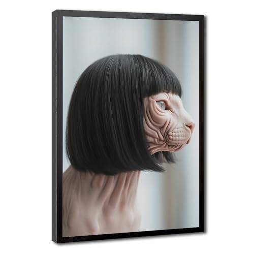 Poster chat sphinx amusant tableau toile animaux cadre noir décoration chambre salon