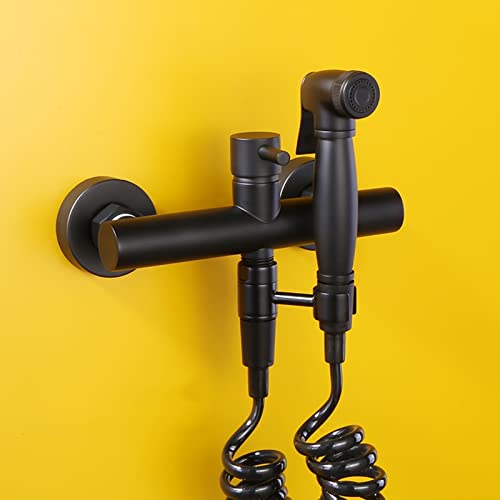 Kit Ducha Bidé Pulverizador de Bidé para Inodoro Montado en La Pared Monomando Agua Fría y Caliente Rociador de Bidé para Inodoro Con Manguera de Resorte,A