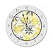 VinMea PVC Wall Clock with Yellow Gray Flower Round Wall Clock for Home Wall Office Decoration 12 Inches
