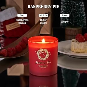 M&SENSE Christmas Holiday Candle - Raspberry Pie Scent, 8.1oz Soy Wax, Ideal Winter Home Decor Gift for Women and Men MSENSE Christmas Holiday Candle Raspberry Pie Scent 81oz Soy Wax Ideal Winter Home Decor Gift for Women and Men