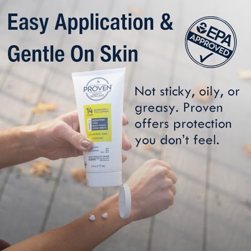Image of Proven Insect Repellent Lotion, Keep Mosquitoes, Ticks and Flies Off, DEET Alternative Repellent, Up to 14-Hour Protection, Great for Camping or Hiking, 6 Ounce, Gentle Scent Lotion | insect-repellants