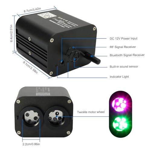 Image of AKEPO 20W Dual-Head Dual-Color Fiber Optic Light Source, Twinkle+APP Control + Same or Different Color + Music Activated+28-Key Remote for Car Headliner Star Home Star Ceiling Kit