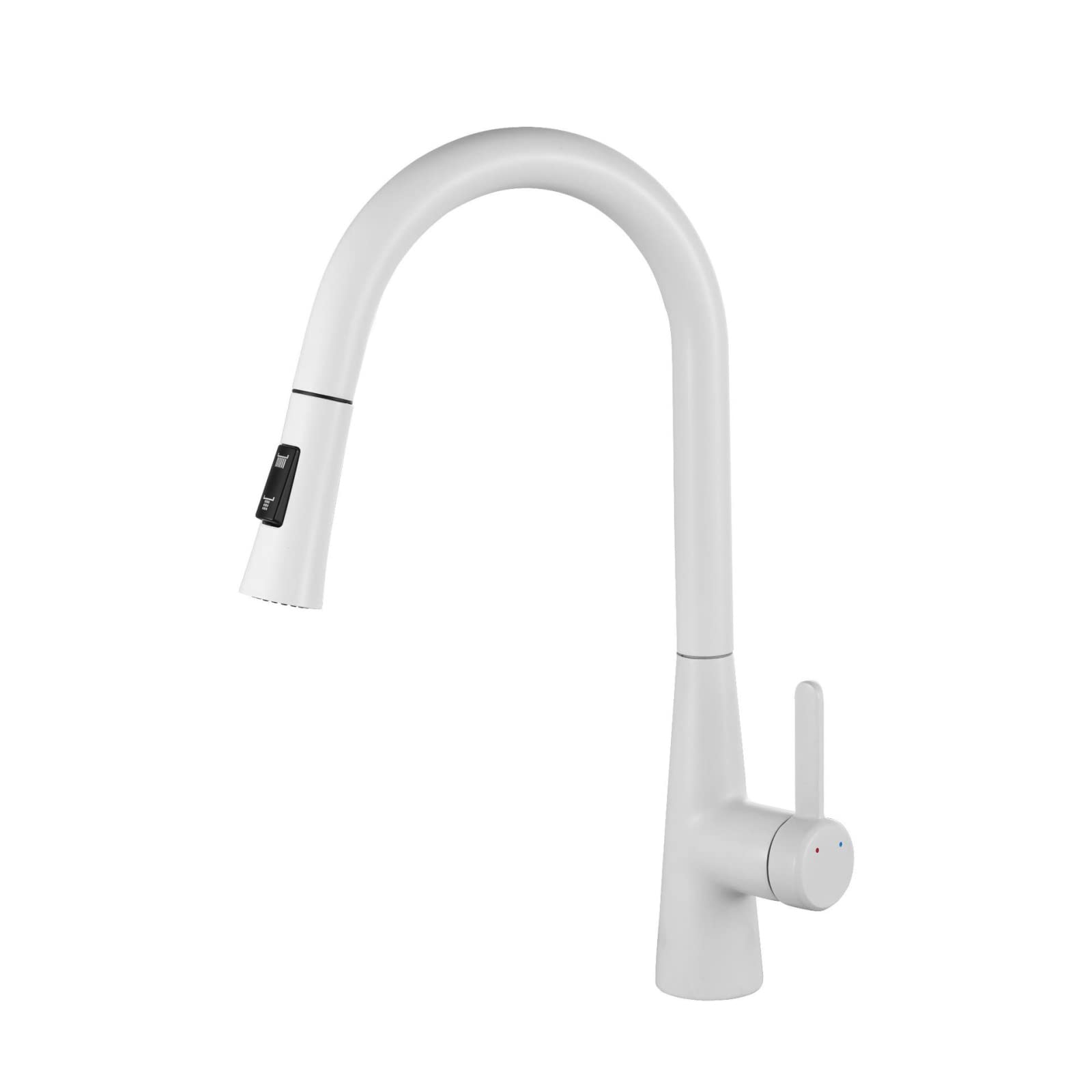 Mitigeur d'eau chaude et froide avec 2 modes de bec blanc pour grand évier