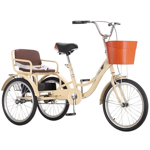 Adult Tricycle with Dual Brakes,3-Wheel Bikes Carrying Passengers and Cargo,Trike for Women,Seniors,Men,Low Step-Through Cruiser Bike for Cycling, Outing, Picnic,Adjusted Seat and Handlebar