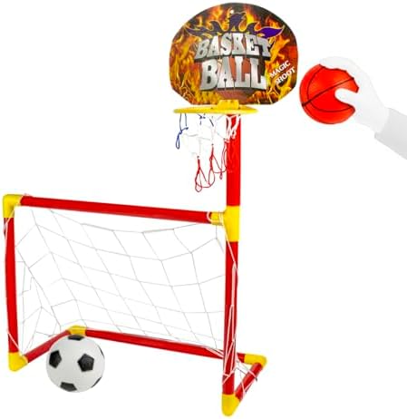 BVX Kit Esportivo Infantil 2 em 1, Conjunto de Futebol e Basquete...
