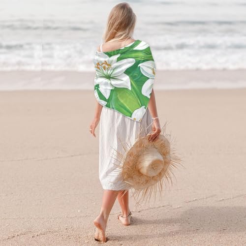 KLL Easter White Lily silk scarf scarves cute for women's for head bufandas para mujer para frio 5