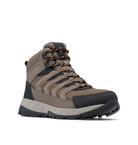 Image of Columbia Mens Strata Trail Mid Waterproof, Mud/Desert Sun, 11 Wide