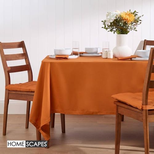 Homescapes Tischdecke Terracotta mit Hohlsaum aus 100% Baumwolle 137x137 cm, Tischtuch quadratisch, waschbar & pflegeleicht – Ansicht 2