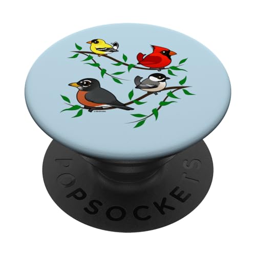 Cute Backyard Birds Cartoon Robin Finch Cardinal Chickadee PopSockets Swappable PopGrip