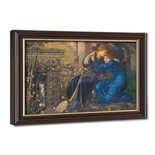 Image of WCYB Edward Burne Jones Love Among The Ruins Prints Posters Canvas Deco Paintings Wall Art For Office Living Room Hangable Frame 12" L X 18" W