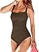 Produktbild Brosloth Damen Badeanzug Badeanzüge Einteilige Bauchweg Bademode Swimsuit One Piece Push Up Badeanzüge Plus Size Badebekleidung Farbe: Kaffee, Groesse:L