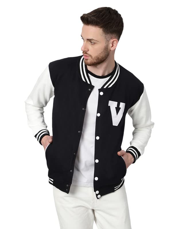 Image of BE SAVAGE Men's Cotton Blend Standard Length Varsity Jacket