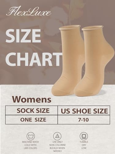 2 Pack Womens Loose Roll Cuff Cotton Rich Mid Crew Socks Size 7-104