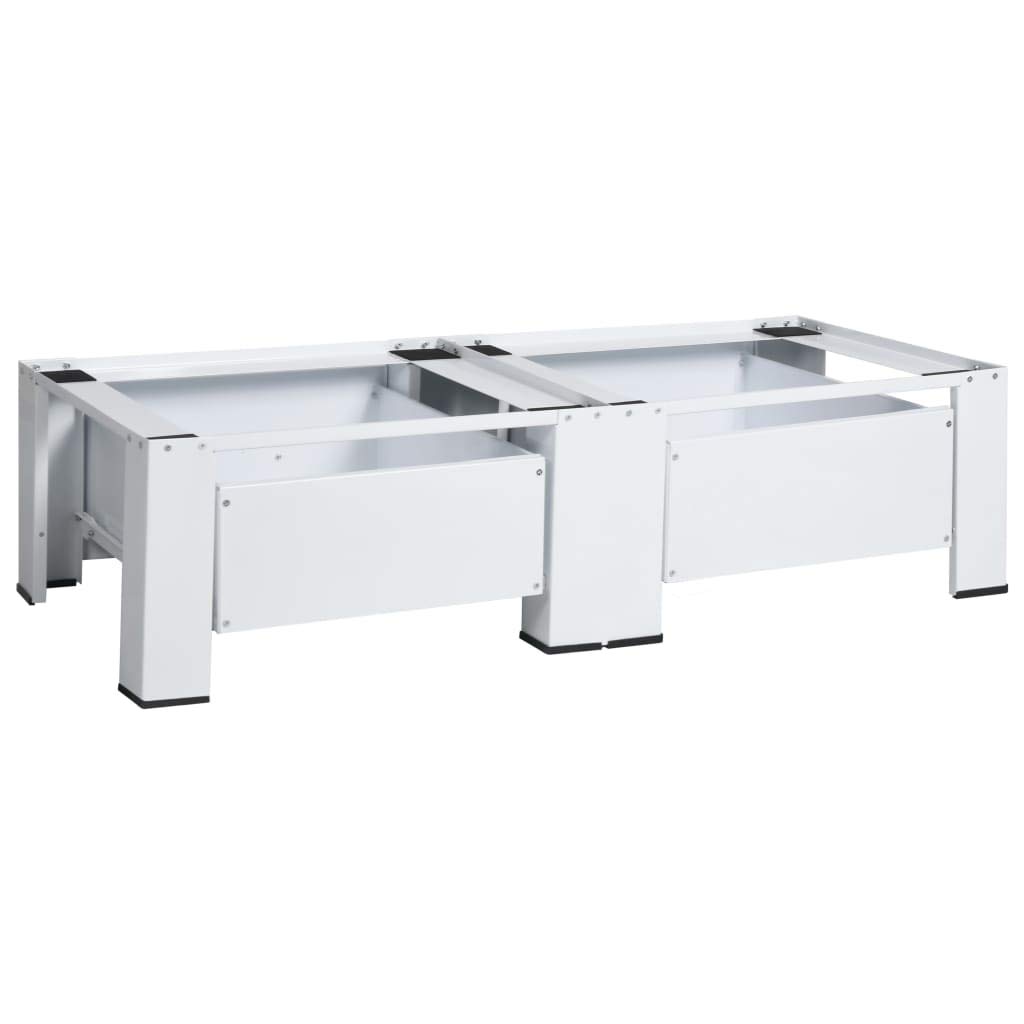 Tidyard Untergestell für Wasch- und Trockenmaschine mit Schubladen Weiß 127 x 54,5 x 32,5 cm