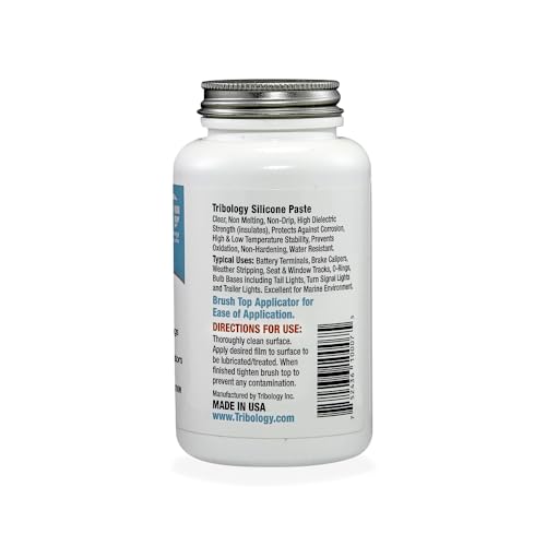 TTL Universal Silicone Paste with Brush, Clear, 8 oz - Premium Automotive Care Lubricant Sealant Dielectric Grease - Use on Brake Calipers, Battery Terminals, Gaskets, Electrical Connectors, O-Rings