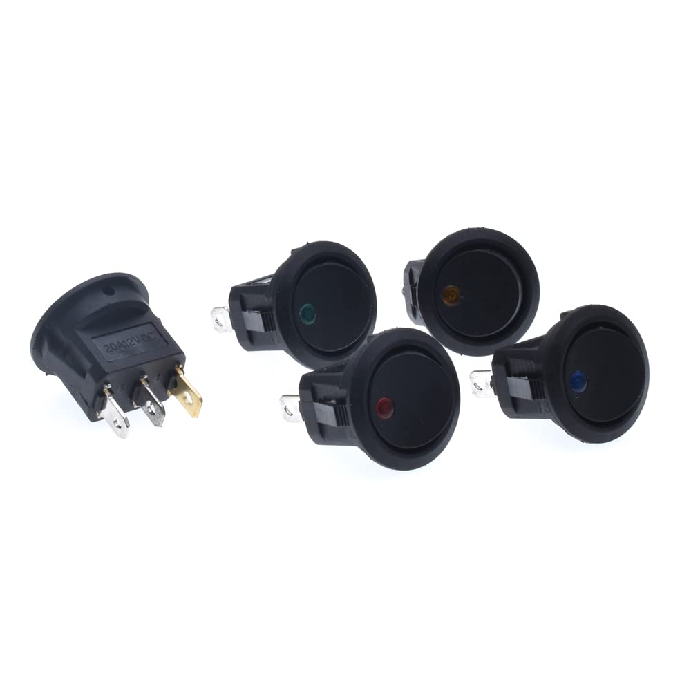 Interrupteur de bateau rond 12V bouton poussoir marche arrêt 3 broches pour auto moto