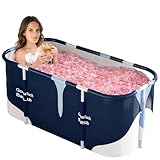 Bañera plegable para adultos, no inflable (azul y blanco)