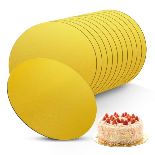 HXC 12 Stück Cake Board 30cm Rund Tortenplatte Pappe Gold 3 mm Dick Tortenunterlage Wiederverwendbar Tortenboden für Transport Kuchen und Torten für Geburtstag Party Hochzeit