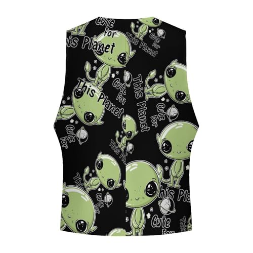 Alienes Cute For This Planet Men's Suit Vest Waistcoat Vests Formal Dress with 2 Pockets for Business Casual Tuxedo M4
