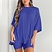 Oversized Tshirts for Women Two Piece Sets 2025 Summer Matching Outfits Short Sleeve Top and Shorts Loungewear,Maternity Short Set,Active wear Sets for Women,Comfy Travel Outfits for Women Blue