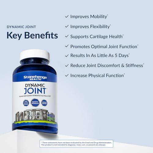 Stonehenge Health Dynamic Joint Health Supplement – Fast-Acting Support with AprèsFlex® Boswellia, MSM, Multi-Type Collagen, Turmeric, Bromelain, Vitamins C & D3 – Supports Joint Comfort – 60 Capsules - Image 3