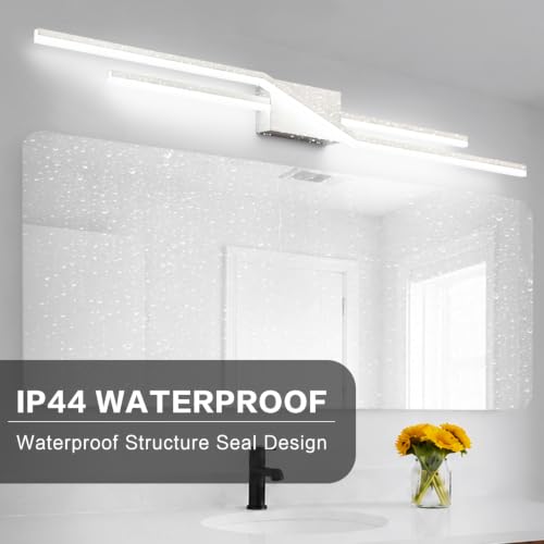 Image of SOLFART Bathroom Vanity Lights Over Mirror 48 Inch Modern Brushed Nickel LED Bathroom Lights Dimmable Wall Light