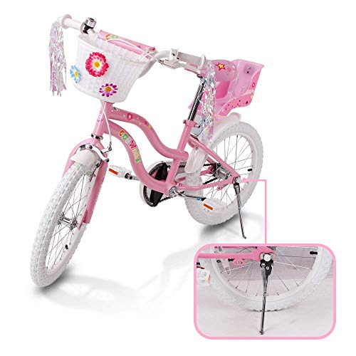 Coewske Kid's Bike Steel Frame Children Bicycle Little Princess Style 18 Inch With Training Wheel (Pink, 18 Inch) #TOP2