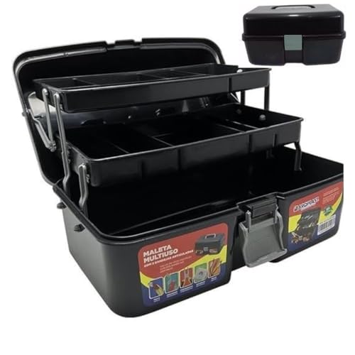 Maleta Organizadora com 2 Bandejas Multiuso para Pesca Tralha e Caixa de Ferramentas