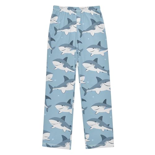 Cute Cartoon Sharks Vector Boys Pants Girl Sleep Pants Long Trousers Elastic Waist Lounge Bottoms S