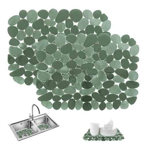 Lot de 2 tapis d'évier de cuisine, 30 x 40 cm, en PVC, protège-évier pour couverts, verrerie et...